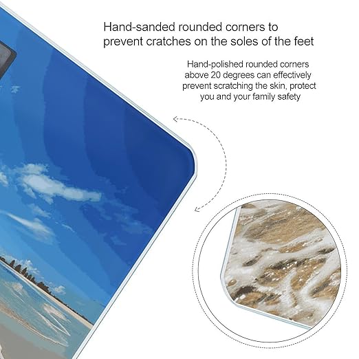 Sea and Beach Scale for Body Weight Anti-Slip Digital Bathroom Scale Sturdy Toughened Glass Weighing Scales High Precision Safe Rounded Corners Smart Scales