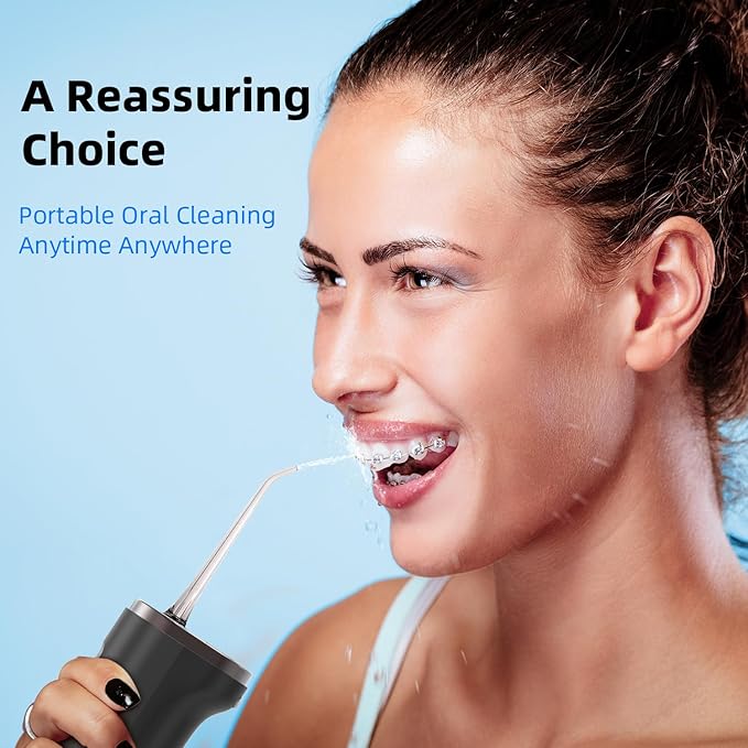CVT Water Dental Flosser Teeth Pick: 300 ML Cordless Portable Water Flosser Pick for Teeth 100 Modes Rechargeable Oral Irrigator Travel IPX7 Waterproof Flossing Teeth Cleaning for Home - Black