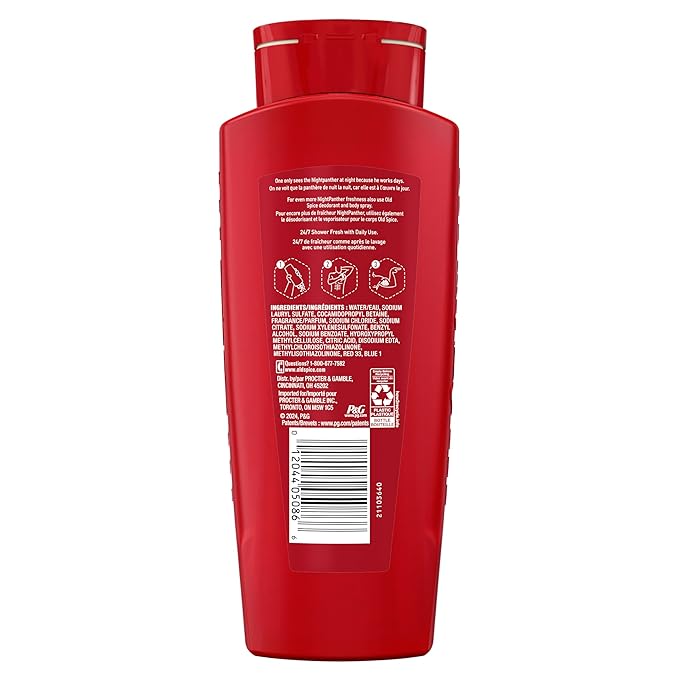 Old Spice Cleansing Body Wash for Men 3X Defense 24/7 Shower Fresh with Lasting Scent 2-in-1 Body &amp Face Wash NightPanther with Rich Warm Scent 24 oz (Pack of 4)