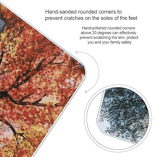 Colorful Tree Bathroom Scale for Body Weight Bathroom Digital Electronic Weighing Scale with Back Lit LED Display Sturdy Tempered Glass Weight Watchers Scales 400lb