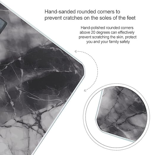 Light Black Marble Scale for Body Weight Precision Bathroom Weighing Scales with Back Lit LCD Display Sturdy Tempered Glass Body Weight Scales Digital Bathroom Scale 400lb