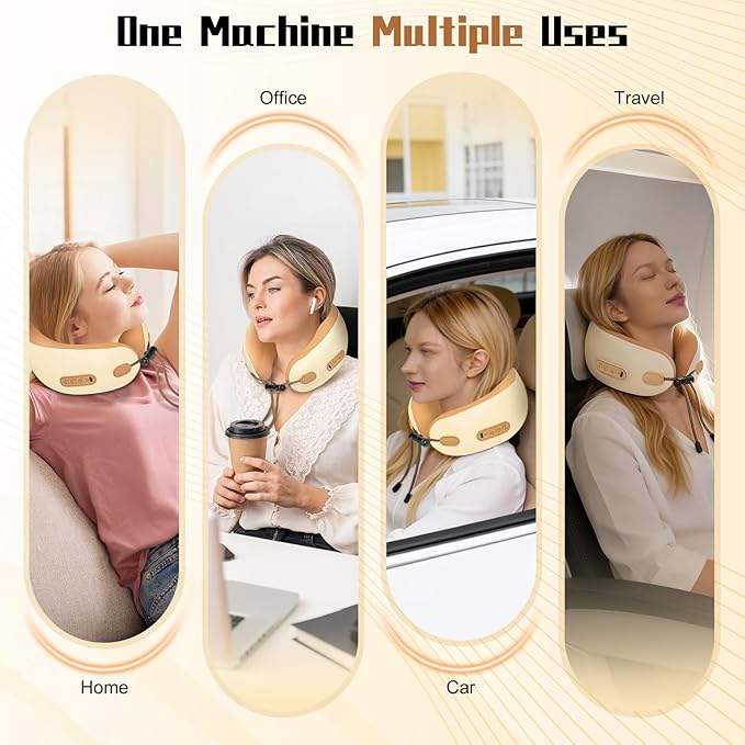Neck Massager Pillow with HeatingPortable Heated Kneading Massage Cushion PillowCordless Shiatsu Neck Massagerfor Neck Pain Relieffor HomeAirplaneCarOfficeTravel