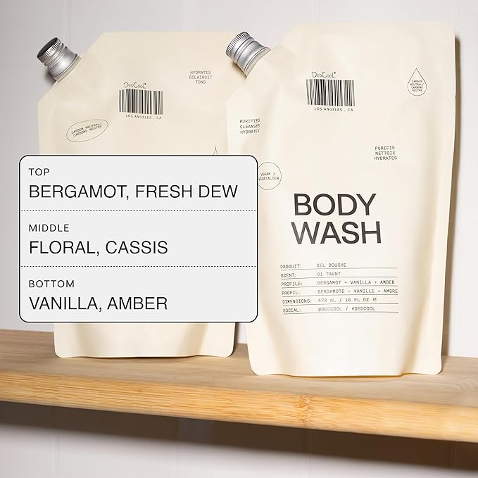 DedCool Body Wash Refill | 01 Taunt | Shea Butter &amp Snow Mushroom | Hydrating Non-Toxic Vegan | Bergamot Dew Cassis &amp Amber | 16 fl oz
