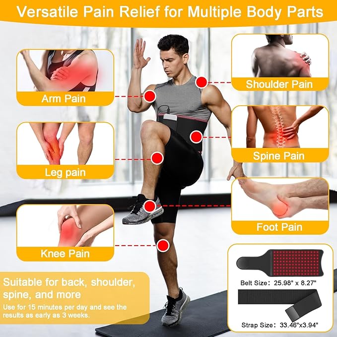 Red Light Therapy for Body Red Light Therapy Belt Infrared Light Therapy Wrap for Back Shoulder Pain Relief Cordless Flexible Wearable Wrap