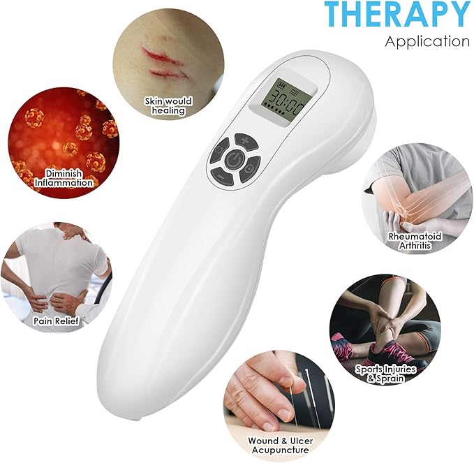 Handheld Cold Red Light Therapy Device for Joint &amp Muscle Relief LED Display Near Infrared Light Machine with Multi-Speed &amp Pulse Function 808nm &amp 650nm