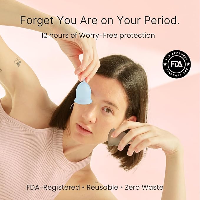 Lena Menstrual Cup Original - Soft Medical-Grade Silicone Period Cups for Women Heavy Flow Reusable and Comfortable 12-Hour Leak-Free Protection Beginner-Friendly Feminine Care - Large Pink