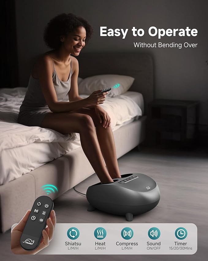 Snailax Larger Size 14 Foot Massager with Heat CompressionRolling Shiatsu Feet Massager for Plantar Fasciitis NeuropathyRemote Control Foot Warmer Under Desk Office Home Use Gifts for Men Women