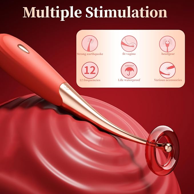 Heating Vibrating Massager -Clitioral Sucker Silent Relaxes Muscles 10 Modes Vibratorsmassager Electronic for Foot Or Neck Waterproo Personal for Adult Tools Couples Relaxation WR05 (red)