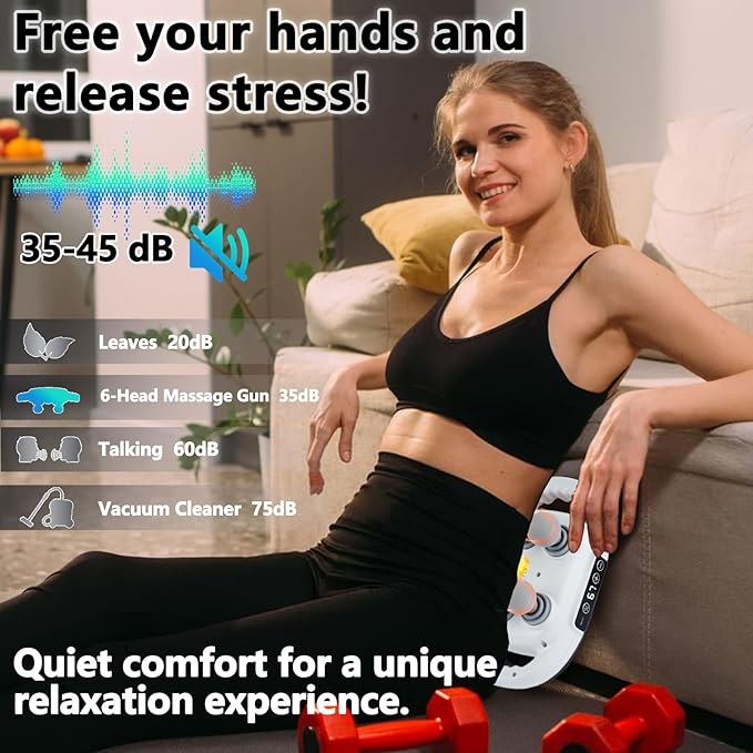 6 Head Massage Gun Deep Tissue with 9 Levels &amp 9 Modes Electric Massager Tool for Legs Arms Waist Back Buttocks - Full Body Muscle Pain Relief Ideal Gifts for Women Men Mom and Dad
