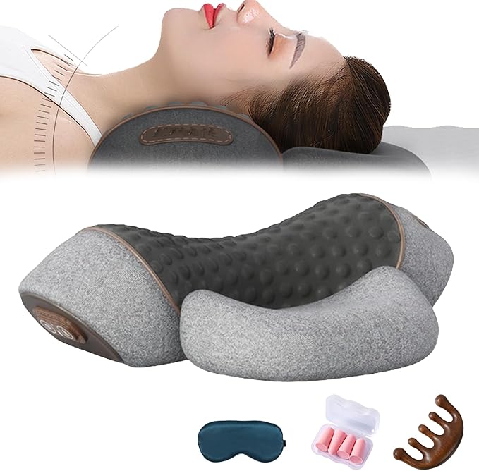 Cervicale PillowMassaggiatore for il collo 3 in 1 Deep Massage and Relaxation with Heat Neck Stretcher Massage Relaxer (Grey)