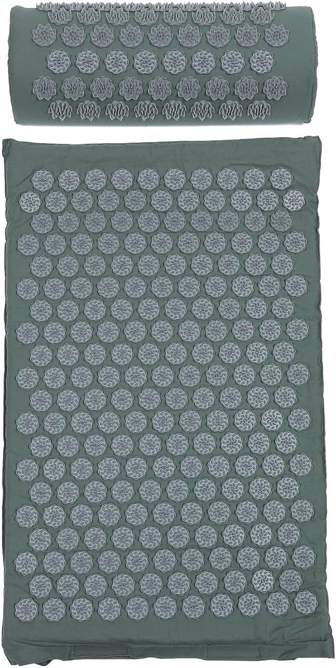 CLISPEED Shiatsu Massage Mat and Pillow Set 2pcs Acupressure Relief Cushions with Carrying Bag for Back and Neck Therapy at Home Or Office