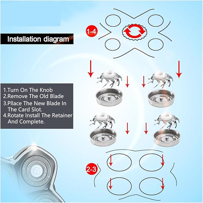 Shaver Replacement Heads BladesCompatible for SkullShaver Pitbull Gold PRO Brush Pitbull Shaver Replacement Blade(8 PCS S)
