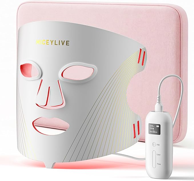 Red Light Therapy for Face Mask 432 LED Face Mask with 3 Wavelengths (630nm Red 415nm Blue 850nm NIR) 180° Full Face Coverage Wrinkles &amp Acne Care at Home Rechargeable with Travel Bag