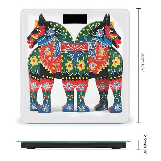 Runner Swedish Dala Horse Folk Weight Scale Large Bathroom Scales Digital Weight with Bright LED Display Non Slip Automatic Weighing Scale Fashion Weighing Machine for Body