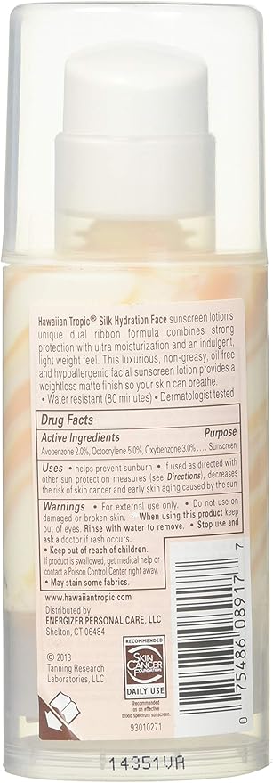 Hawaiian Tropic Silk Hydration SPF#30 Face 1.7 Ounce (50ml) (2 Pack)