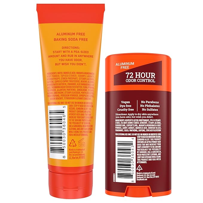 Mando Bourbon Leather Body Deodorant - 72 Hour Odor Control Aluminum Free Baking Soda Free - 3.0 Oz Tube and 2.6 Oz Solid Stick