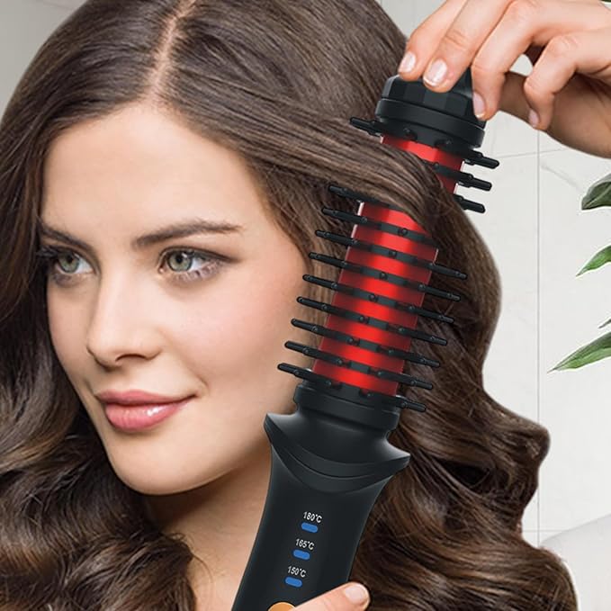 Hair Curling Wands - Small Hair Curling Iron Travel Cordless Heated Round Brush | USB Rechargeable Large Capacity Heat Styling Curling Brush3 Gear Temperature Grooming Tool for Business Triphotel