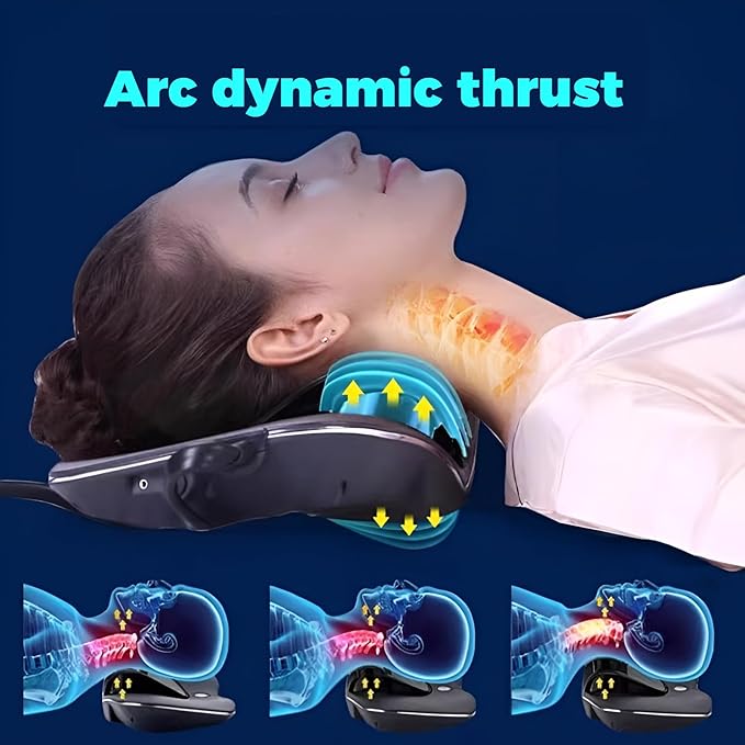 Multifunctional Cervical Traction Device Electric Neck Stretcher Dynamic Neck Stretching Function Electrotherapy And Heat Therapy To Relieve Neck Pain 3 Massage Modes For Home Use (Black)