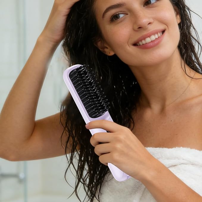 Hair Straightener Brush | Portable Hair Straightening Curling Styling ToolTravel Straightener Brush - for Home Apartment Salon Travel Business Trips Women Men