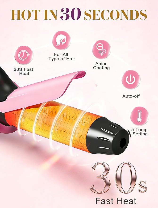Dual Voltage Travel Curling Iron 110-240V 1 Inch Mini Curling Iron Travel Size with UK &amp EU Plug Adapters Portable Curling Iron for Worldwide 5 Heat Settings Small Curling Iron for Short Hair
