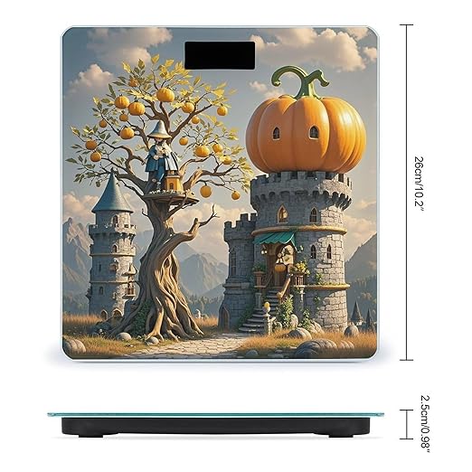 Pumpkin Tree House Bathroom Scale for Body Weight Bathroom Weighing Scales with Back Lit LED Display Sturdy Tempered Glass Body Weight Bathroom Scale 400lb Weighing
