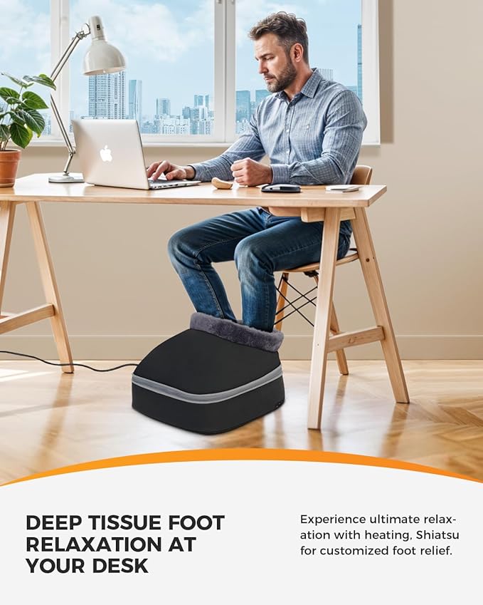 CooCoCo FSA Eligible Heated Foot Massager HSA Approved Foot Warmer Shiatsu Foot Heater for Plantar Fasciitis &amp Neuropathy Feet Massage Machine for Pain Relief