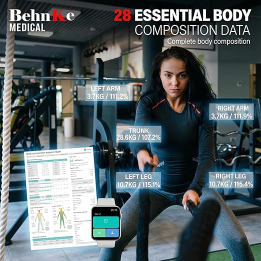 Behnke Pro Max Smart Body Scale with 8 Electrodes – Body Composition Scale with 28 Metrics Weight BMI Body Fat Muscle Mass Visceral Fat BMR Bluetooth App