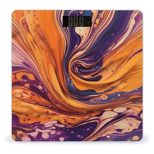 Purple Tie-dye Fabric Scale for Body Weight Precision Bathroom Weighing Scales with Back Lit LCD Display Sturdy Tempered Glass Body Weight Scales Digital Bathroom Scale 400lb