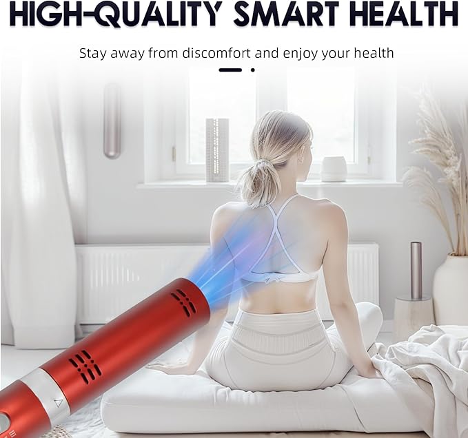 Generic Terahertz (THZ) Therapy Instrument Terahertz Blower Device Temp Adjustable Therapy Wand Promote Cells Regeneration and Relax Muscle for Improve Sleep Eliminate Fatigue Red