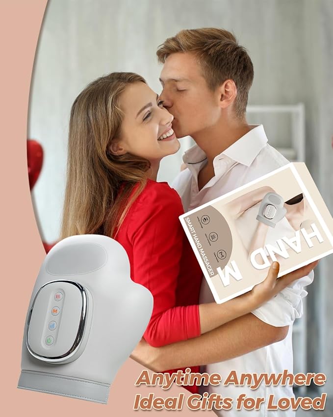 Joyzan Hand Massager with Heat Compression Relief Cordless Finger Massager Professional Wrist Glove 3 Massage 3 Temperatures 5 Compression Models Soothe Fatigue Carpal Tunnel Gift Women Men Mom Dad