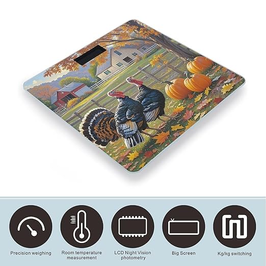 Pumpkin Autumn Leaves Scale for Body Weight Highly Accurate Digital Bathroom Body Scale Digital Bathroom Scales for People Anti-Slip Large LCD Display Smart Scales