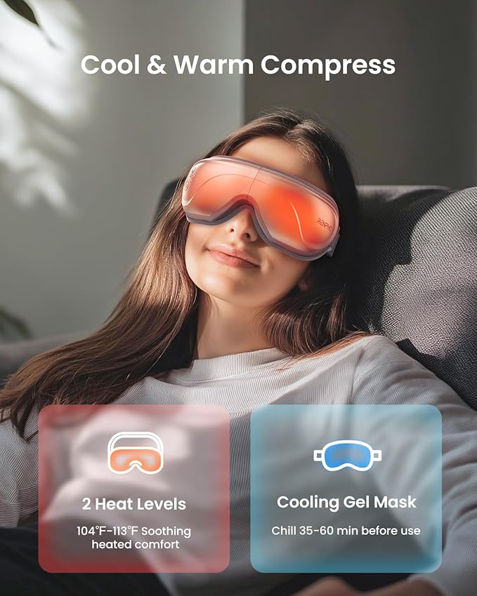 RENPHO Eye Massager with Heat and Cooling Mothers Day Birthday Gifts for Mom Dad Women Men Heated Eye Mask for Migraine Relief Reduce Strain Improve Sleep Eyeris 2