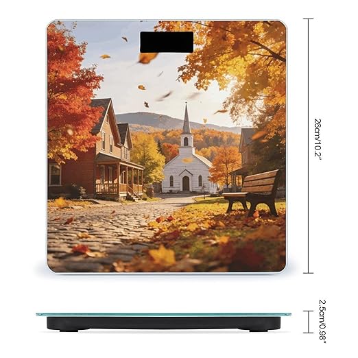 Autumn Town Weight ScaleClear LED Display Bathroom Digital Weighing ScaleTempered Glass Digital Bathroom Scale for Body Weight Capacity Up to 400 Lbs
