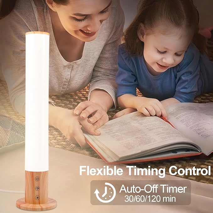 Light Therapy Lamp - 10000 Lux Full Spectrum Sun Lamp 3 Color Temperatures &amp 670nm Red Light Touch/Remote Control Stepless Dimming USB Charging GlowPillar Sunlight Lamp for Home Office