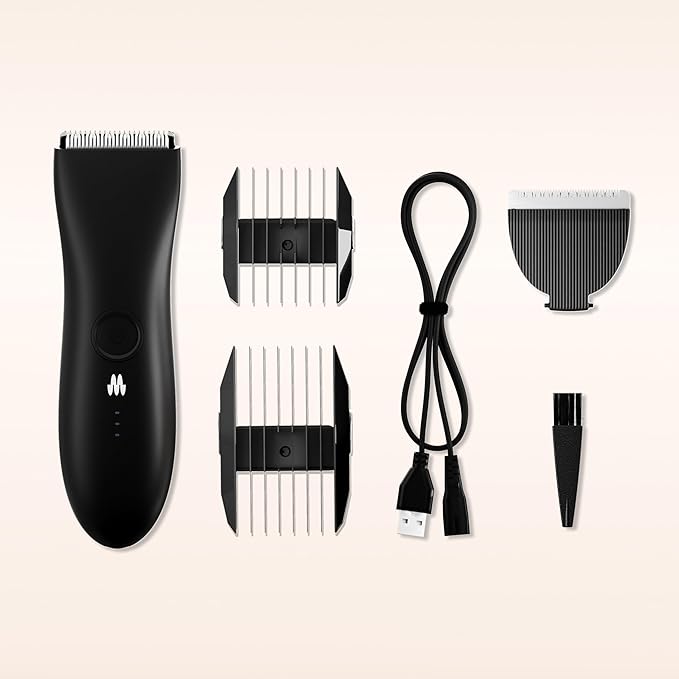 MERIDIAN The Trimmer Original – Body Hair Trimmer for Men Electric Groin &amp Body Groomer for Pubic Hair Chest Legs &amp Underarms Waterproof &amp Rechargeable Onyx