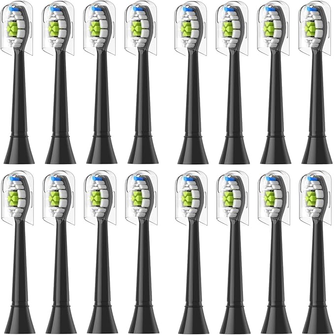Replacement Brush Heads Compatible for with Sonicare Electric Toothbrush Fit EasyClean Gum Health FlexCare Healthy(16pcs Black)