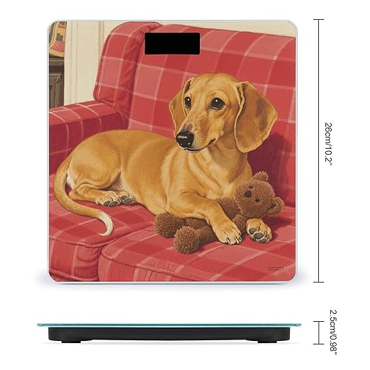 Dachshund Weiner Pet Dog Bathroom Scale for Body Weight Bathroom Digital Electronic Weighing Scale with Back Lit LED Display Sturdy Tempered Glass Weight Watchers Scales 400lb