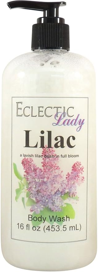 Eclectic Lady Liquid Pearl Body Wash - Lilac Scent 3-in-1 Use For Bubble Bath Hand Soap &amp Body Wash Phthalate-Free Lilac Fragrance Handcrafted in USA (16 oz)