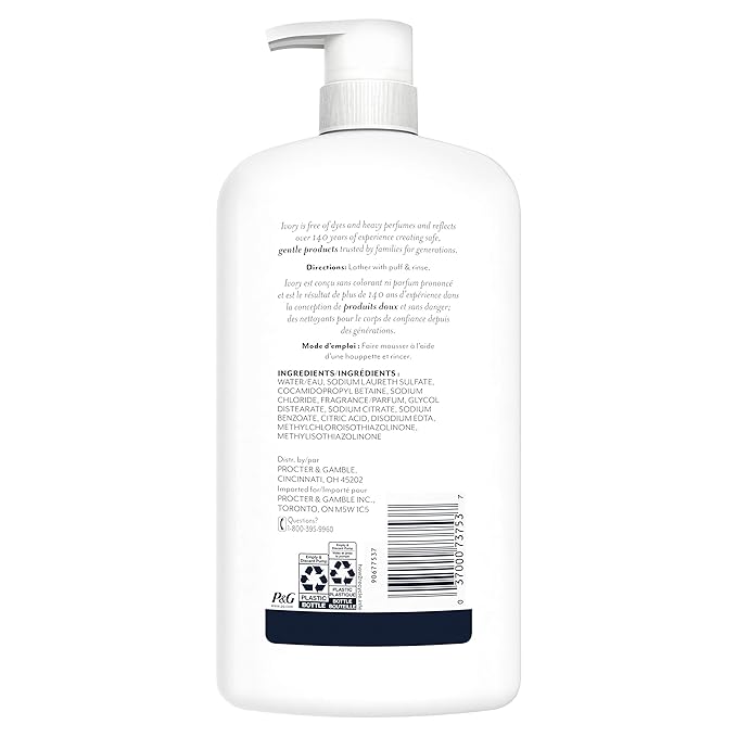 Ivory Body Wash Original Scent 30 oz Pack of 4