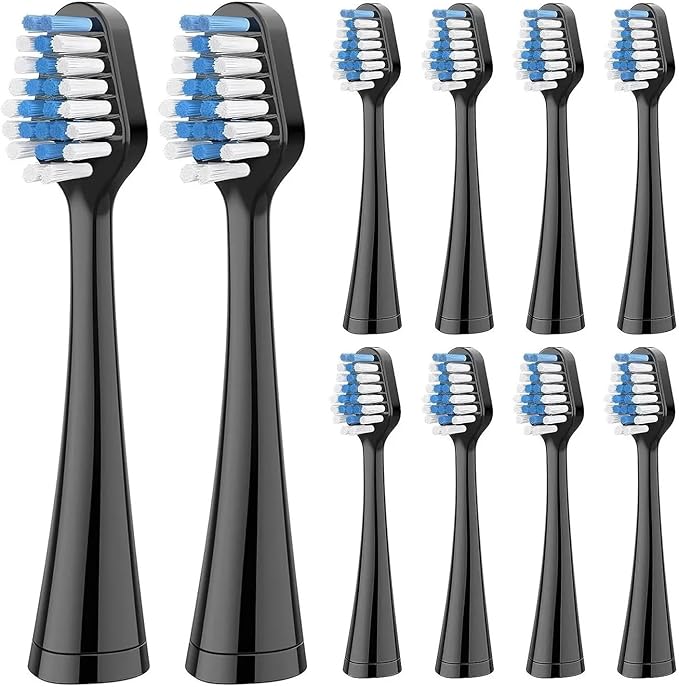 Toothbrush HeadsCompatible for with Electric Replacement Oral Hygiene Clean Soft Bristle Nozzles 10-20pcs(10pcs Black)
