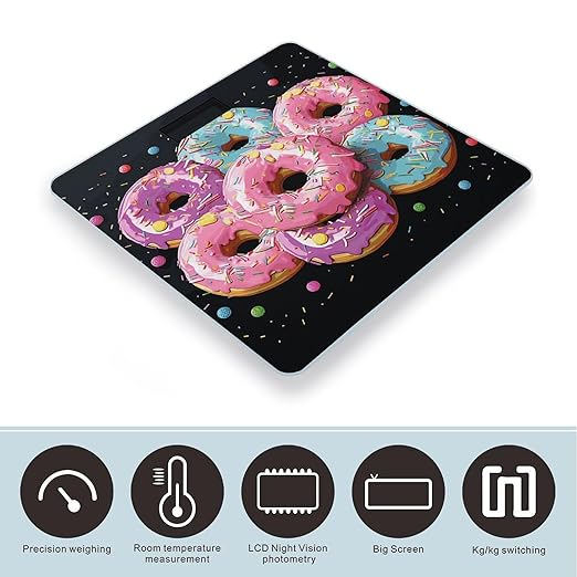 Donut Bathroom Scale for Body Weight Bathroom Digital Electronic Weighing Scale with Back Lit LED Display Sturdy Tempered Glass Weight Watchers Scales 400lb