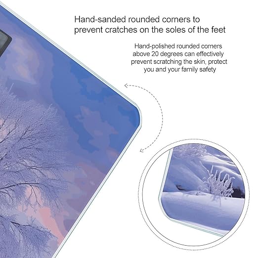 Winter Landscape Weight Scale Large Bathroom Scales Digital Weight with Bright LED Display Non Slip Automatic Weighing Scale Fashion Weighing Machine for Body