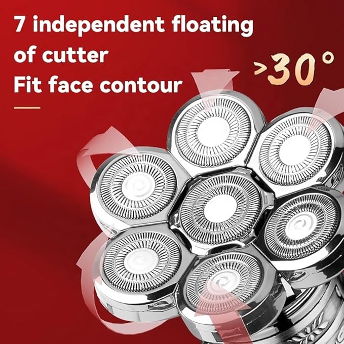 Head Shaver for Men 7-Blade Professional Beard Hair Electric Shaver for Men Rechargeable Head Electric Razor Bald Shaving Machine Metal Shell