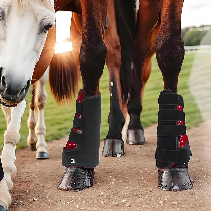 Red Light Therapy for Horses Led Red Light Therapy Device for Horse Leg Pain 850nm ＆ 660nm Portable Deep LED Light Therapy Belt for Horse Muscle Pull Wound Recovery Left+Right
