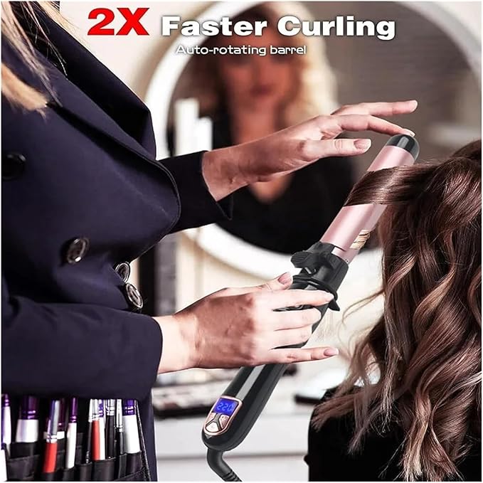 1.1 Inches Automatic Hair Curler - Rotating Curling Iron with Display for Fast Heating for Home &amp Travel Use(1EU)