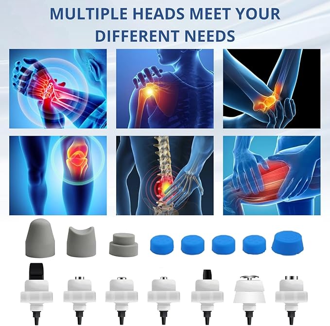 Shockwave Therapy Machine Electromagnetic Extracorporeal Shock Wave Therapy Device Body Massage Impulse Gun Deep Tissue Muscle Massager with 7 Massage Heads for Body Muscle Relaxation Pain Relief