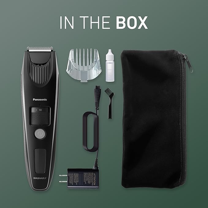 Panasonic Beard Trimmer for Men Cordless Precision Power Hair Clipper with Comb Attachment and 19 Adjustable Settings Washable ER-SB40-K 0.5-10mm lengths 1 Pack