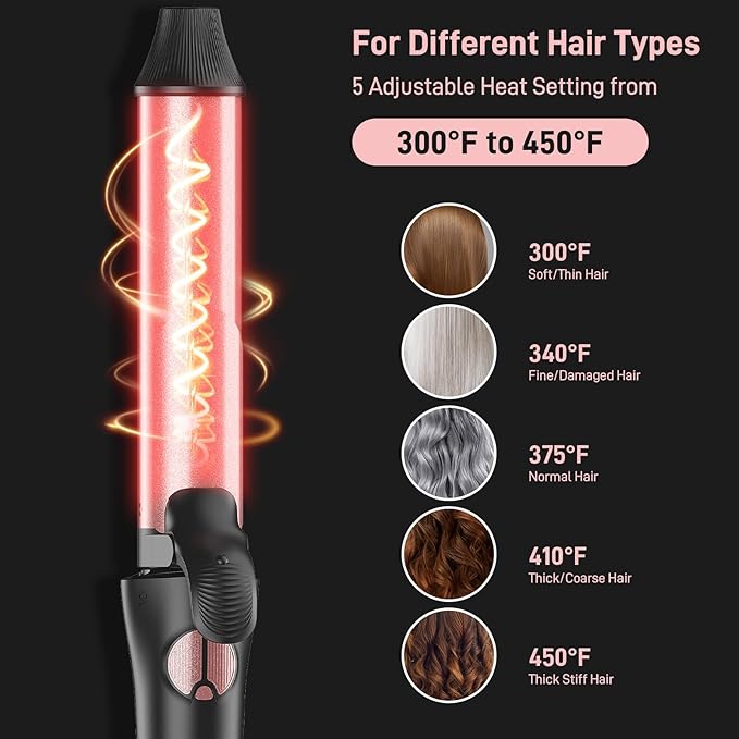 3in1 Automatic Rotating Curling Iron with Interchangeable Curling Wand 3/4 1 1/4 1 Inch