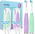 Kids Electric Toothbrushes 2 Pack Smart Sonic Toothbrush for Boys and Girls 3 4 5 6 7 8 9 10 11 12 (Purple+Mint 2 Pack)