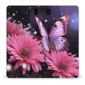 Pink Flower Purple Butterfly Scale for Body Weight Anti-Slip Digital Bathroom Scale Sturdy Toughened Glass Weighing Scales High Precision Safe Rounded Corners Smart Scales